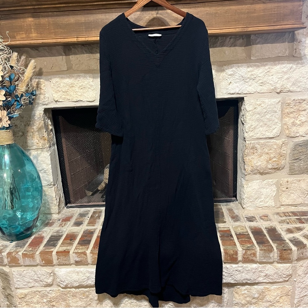Bryn Walker Cotton Gauze Black Maxi Dress Size Medium Minimalist Sustainable - Picture 3 of 10